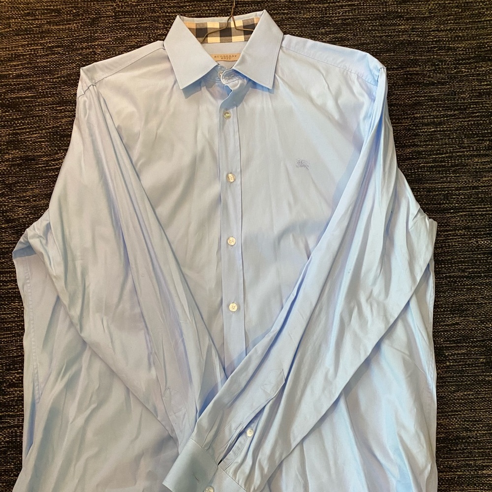 Blue Burberry Dress Shirt with Burberry Cuffs